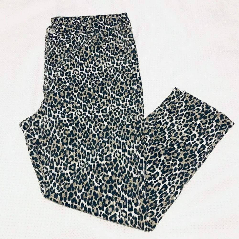 NWOT American Eagle Brown Next Level Hi Rise Animal Print Jegging Jeans Sz 24